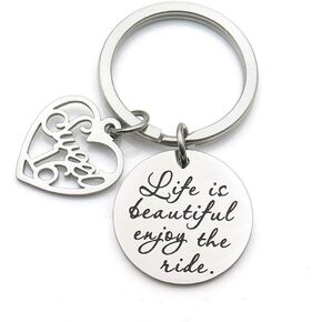 Life is Beautiful Enjoy The Ride Sweet 16 Birthday Gift Stainless Steel Keychain (Style-2) in Kuwait