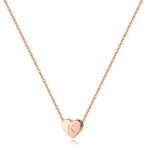 Turandoss S925 Sterling Silver Initial Necklace for Girls Women, Dainty Hypoallergenic Sterling Silver Letter Initial Heart Necklace for Teen Girls Jewelry Gifts