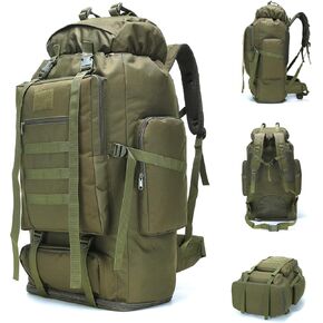 70L/100L Hiking Camping Backpack MOLLE Rucksack Waterproof Daypack for Traveling (Army Green)