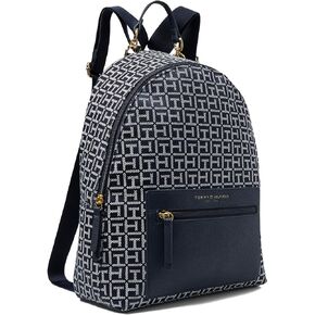 حقيبة ظهر Tommy Hilfiger Amelia II ذات قبة متوسطة الحجم - جاكار مربع بلون أسمر/شوكولاتة داكنة مقاس واحد in Kuwait