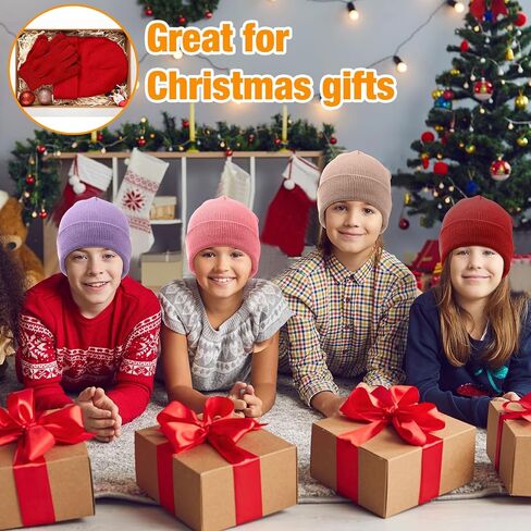 Toulite 100 Pcs Winter Beanies Gloves, Winter Hats Gloves Bulk for Toddler, Gloves and Hats for Kids Bulk, Children Warm Cold Weather Hats for Children School Donation Set in Saudi Arabia