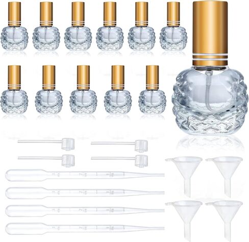 YU FENG 12pcs Glass Bottle Perfume Atomizer Refillable Spray Empty Perfume Bottles Fine Mist Atomizer Cosmetic Container for Travel,10ml in Kuwait