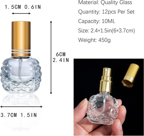 YU FENG 12pcs Glass Bottle Perfume Atomizer Refillable Spray Empty Perfume Bottles Fine Mist Atomizer Cosmetic Container for Travel,10ml in Kuwait