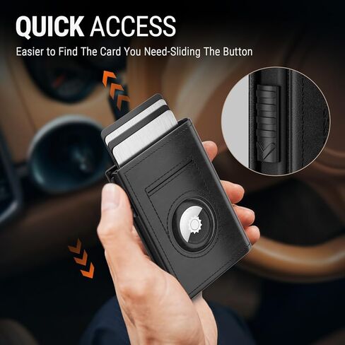 محفظة Meedo الذكية للرجال، محفظة منبثقة للرجال متوافقة مع AirTag، محافظ حامل بطاقات RFID مع إغلاق مغناطيسي، كربون in Kuwait