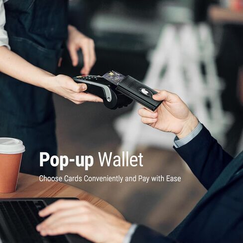 محفظة Meedo الذكية للرجال، محفظة منبثقة للرجال متوافقة مع AirTag، محافظ حامل بطاقات RFID مع إغلاق مغناطيسي، كربون in Kuwait