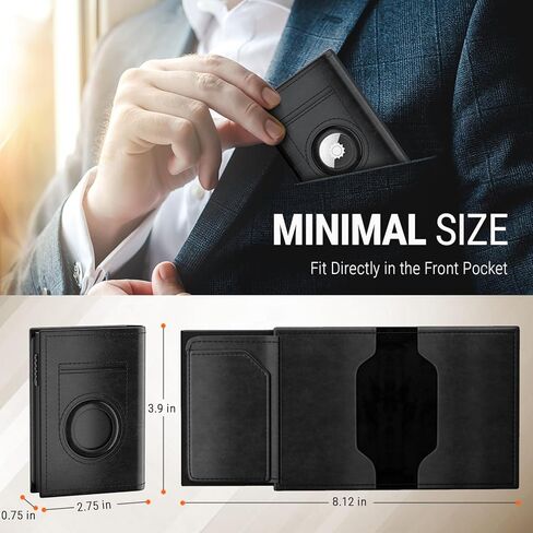 محفظة Meedo الذكية للرجال، محفظة منبثقة للرجال متوافقة مع AirTag، محافظ حامل بطاقات RFID مع إغلاق مغناطيسي، كربون in Kuwait