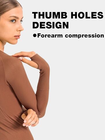 NEPOAGYM Women's Seamless Workout Tops Long Sleeve Athletic Shirts Running Yoga Breathable Top Tight Fit with Thumbholes in Kuwait