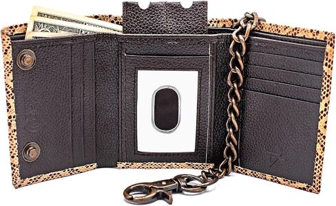 Juzar Tapal Collection محافظ رجالي سوداء ثلاثية الطي حماية Rfid محفظة ثلاثية الطي محافظ ثلاثية الطي للرجال محفظة جلدية جلدية حقيقية محافظ سلسلة راكبي الدراجات النارية للرجال in Kuwait