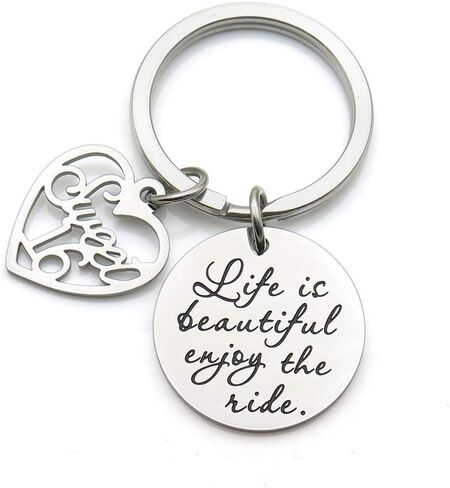 Life is Beautiful Enjoy The Ride Sweet 16 Birthday Gift Stainless Steel Keychain (Style-2) in Kuwait