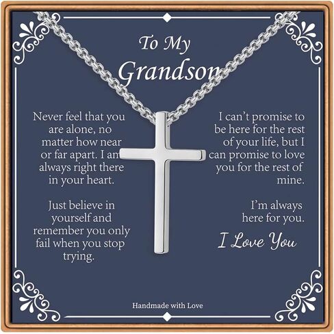 IEFLIFE Cross Necklaces Gifts for Men, Silver/Gold/Black Cross Necklace Box Chain Cross Pendant Necklace for Men, Fathers Day Christmas Christian Gift for Dad Son Grandpa Boyfriend Husband in Kuwait