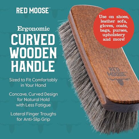 Horsehair Shoe Brush - Shoe Polish Brush for Leather, Boots, Shine - Red Moose in Kuwait