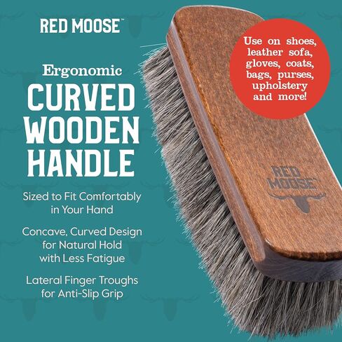 Horsehair Shoe Brush - Shoe Polish Brush for Leather, Boots, Shine - Red Moose in Kuwait