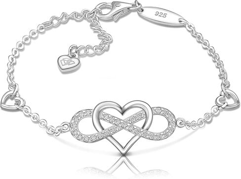أساور إنفينيتي من الفضة الاسترلينية للنساء، سوار على شكل قلب لأمي فضية للنساء 925، أساور الأم للابنة لأم كأساور عيد الأم للنساء مجوهرات الصداقة in Kuwait