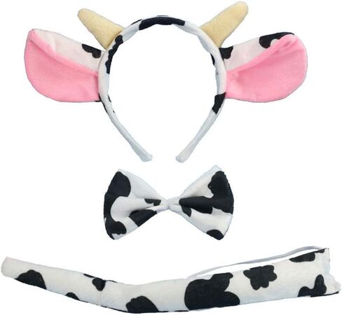 Halloween Dalmatian Cow Headband Spotted Dog Ears Hair Bands Puppy Bow Tie Tail Headpiece Women Hairband Hair Hoops Party Decoration Cosplay Costume Cute Handmade Hair Accessories 1 Set Dalmatian in Kuwait