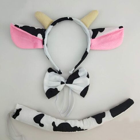 Halloween Dalmatian Cow Headband Spotted Dog Ears Hair Bands Puppy Bow Tie Tail Headpiece Women Hairband Hair Hoops Party Decoration Cosplay Costume Cute Handmade Hair Accessories 1 Set Dalmatian in Kuwait
