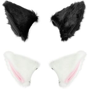 HXINFU Cat Fox Long Fur Ears Hair Clip Animal Cosplay Costume Kit Fancy Dress Halloween Party (2 PCs) in Kuwait