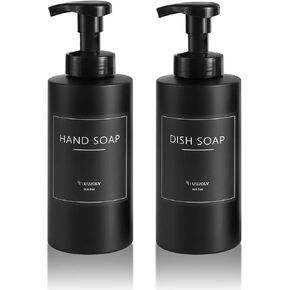 UUJOLY Foaming Soap Dispenser, 17 OZ Refillable Plastic Soap Pump Bottle for Liquid Soap, Shampoo, Body Wash, 2 Pcs, Clear in Saudi Arabia