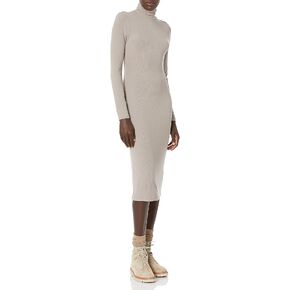 Amazon Essentials Women's Fine Rib Long-Sleeve Turtleneck Midi Dress (Previously Daily Ritual) in Kuwait