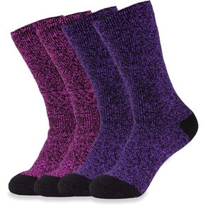 4 أزواج من الجوارب الحرارية الثقيلة للسيدات من Hot Feet - طاقم سميك معزول للطقس الشتوي البارد؛ مقاس الحذاء 4-10.5 in Kuwait