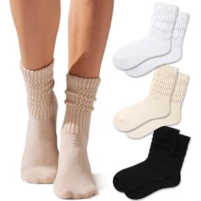 Slouch Socks For Women Retro Crew Socks Casual Cotton Ribbed Socks 3PACK/4PACK