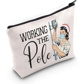 TOBGBE ER Nurse Gift Emergency Room Zipper Bag ICU Nurse Gift Appreciation Makeup Bag Nurse Graduation Gift (Working The Pole)