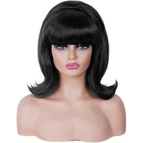Rugelyss Short Blonde Wig with Bang Retro Bouffant Beehive Wigs fits 80s Costume or Halloween Party