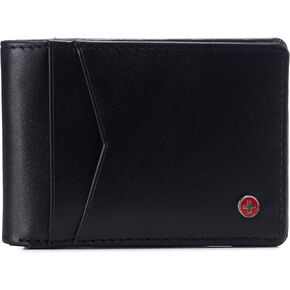 محفظة Delaney Slimfold RFID الآمنة ثنائية الطي من Alpine Swiss للرجال، تأتي في صندوق هدايا باللون الأسود