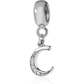 Alphabet Charm Letter Beads,A-Z Letter Initial Spacer,Solid Woman' Sterling Silver DIY Charm (M) in Kuwait