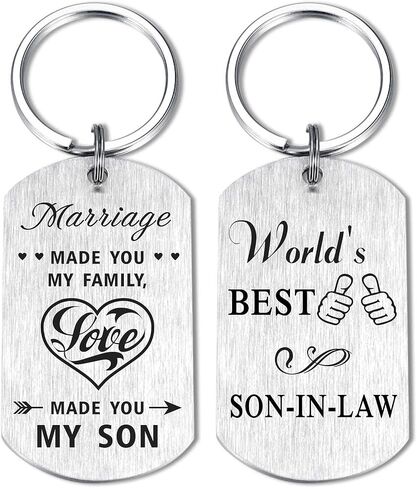Alotozo Son-in-Law Keychain - Worlds Best Son-in-Law Gifts - Son in Law Gift from Mother-in-Law - Love Made You My Son in Saudi Arabia