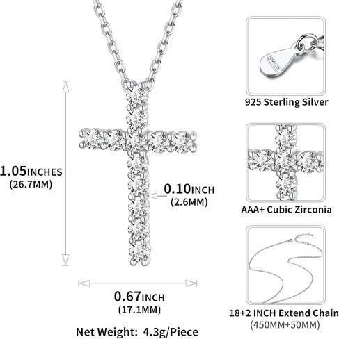 ChicSilver 925 Sterling Silver Cross Necklace for Women Small Cross Pendant Necklace for Girls Dainty Simple Everyday Jewelry in Kuwait