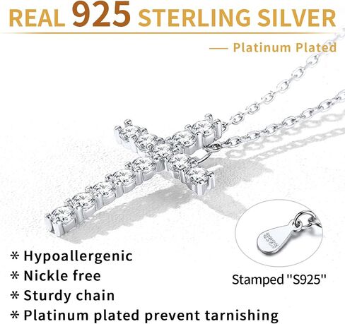 ChicSilver 925 Sterling Silver Cross Necklace for Women Small Cross Pendant Necklace for Girls Dainty Simple Everyday Jewelry in Kuwait