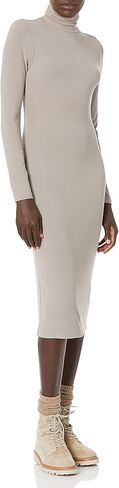 Amazon Essentials Women's Fine Rib Long-Sleeve Turtleneck Midi Dress (Previously Daily Ritual) in Kuwait