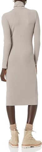 Amazon Essentials Women's Fine Rib Long-Sleeve Turtleneck Midi Dress (Previously Daily Ritual) in Kuwait