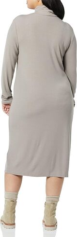 Amazon Essentials Women's Fine Rib Long-Sleeve Turtleneck Midi Dress (Previously Daily Ritual) in Kuwait