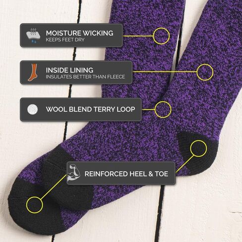 4 أزواج من الجوارب الحرارية الثقيلة للسيدات من Hot Feet - طاقم سميك معزول للطقس الشتوي البارد؛ مقاس الحذاء 4-10.5 in Kuwait