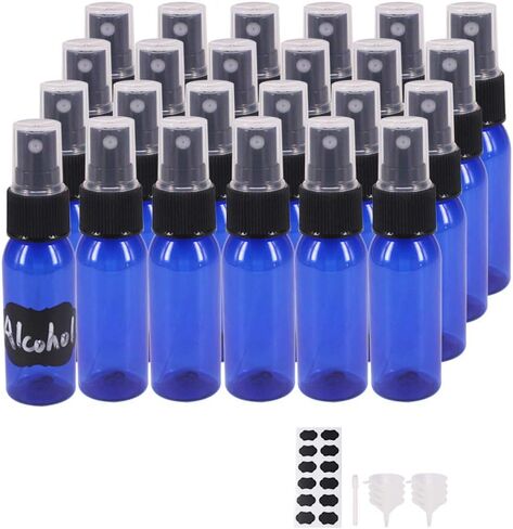 BPFY 24 Pack 2oz Amber Plastic Spray Bottles For Essential Oils, Perfumes, Cosmetics, Hand Sanitizers, Alcohol, Fine Mist Spray Bottle, Mini Travel Bottle, Small Refillable Liquid Containers in Kuwait