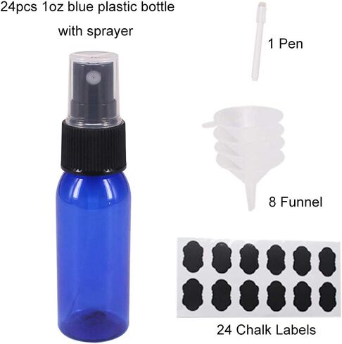 BPFY 24 Pack 2oz Amber Plastic Spray Bottles For Essential Oils, Perfumes, Cosmetics, Hand Sanitizers, Alcohol, Fine Mist Spray Bottle, Mini Travel Bottle, Small Refillable Liquid Containers in Kuwait