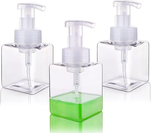 موزع صابون رغوي من هيثيو، 3 قطع، 450 مل/15.2 أونصة، زجاجة مضخة يد بلاستيكية قابلة لإعادة الملء لصابون سائل وشامبو وغسول الجسم (شفاف) in Kuwait