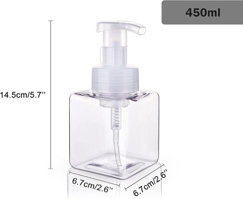 موزع صابون رغوي من هيثيو، 3 قطع، 450 مل/15.2 أونصة، زجاجة مضخة يد بلاستيكية قابلة لإعادة الملء لصابون سائل وشامبو وغسول الجسم (شفاف) in Kuwait