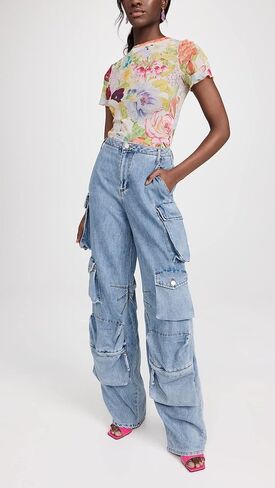 AFRM Women's Denim Cargo Pants in Kuwait