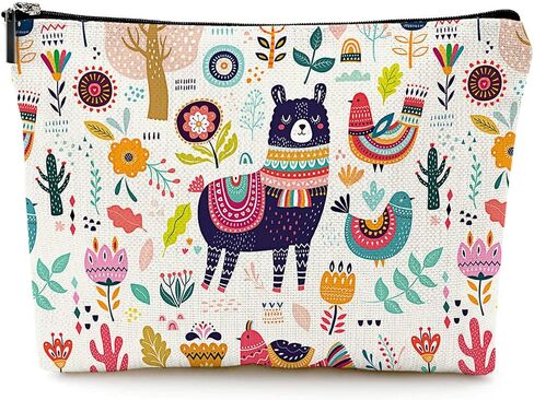 Givotin Cute Makeup Bag for Purse Canvas Waterproof Funny Cosmetic Bags for Women Zipper Travel Toiletry Pouch-Tree Bird Oil Painting Makeup Bags in Kuwait