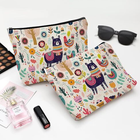 Givotin Cute Makeup Bag for Purse Canvas Waterproof Funny Cosmetic Bags for Women Zipper Travel Toiletry Pouch-Tree Bird Oil Painting Makeup Bags in Kuwait