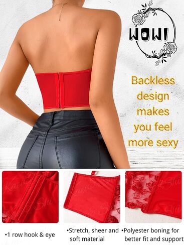 Kaei&Shi Bustier Top, Rose Embroidered, Going Out, Underwire, Removable Straps in Kuwait