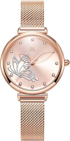 SHENGKE Simple Watches Analog Mesh Watches for Women Stainless Steel Band reloj de Mujer Gift for Anniversary in Kuwait