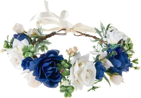 Floral Fall Sunflower Halo Wedding Crown Flower Girls Headband Birthday Party Headpiece FL-18 (Daisy white) in Kuwait