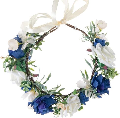 Floral Fall Sunflower Halo Wedding Crown Flower Girls Headband Birthday Party Headpiece FL-18 (Daisy white) in Kuwait