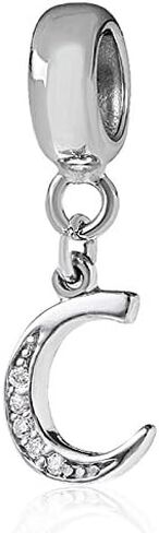 Alphabet Charm Letter Beads,A-Z Letter Initial Spacer,Solid Woman' Sterling Silver DIY Charm (M) in Kuwait