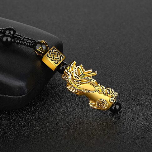 Feng Shui Black Obsidian Wealth Bracelet Necklace Pi Xiu Set，Feng Shui Bracelet for Women Men，Pi Xiu Good Luck Necklace Feng Shui Bracelet in Saudi Arabia
