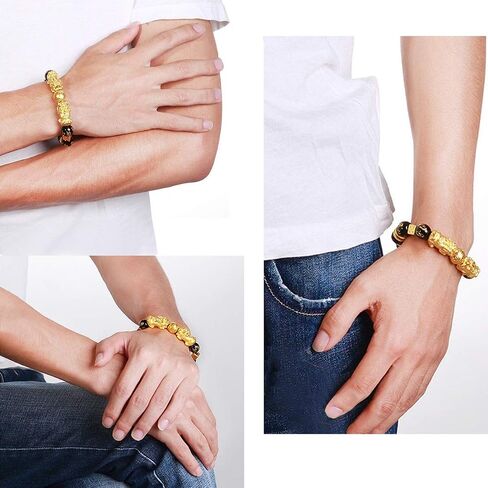 Feng Shui Black Obsidian Wealth Bracelet Necklace Pi Xiu Set，Feng Shui Bracelet for Women Men，Pi Xiu Good Luck Necklace Feng Shui Bracelet in Saudi Arabia