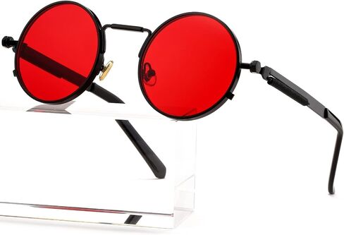 نظارات AIEYEZO دائرية Steampunk نظارات لينون بإطار معدني قوطي 100% عدسات حجب الأشعة فوق البنفسجية in Kuwait